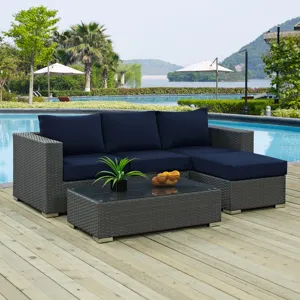 Sojourn 3 Piece Outdoor Patio Sunbrella Sectional Set