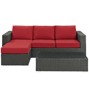Sojourn 3 Piece Outdoor Patio Sunbrella Sectional Set