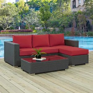 Sojourn 3 Piece Outdoor Patio Sunbrella Sectional Set