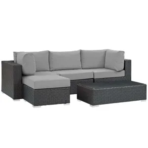 Sojourn 5 Piece Outdoor Patio Sunbrella Sectional Set