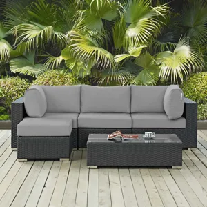 Sojourn 5 Piece Outdoor Patio Sunbrella Sectional Set