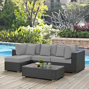 Sojourn 5 Piece Outdoor Patio Sunbrella Sectional Set