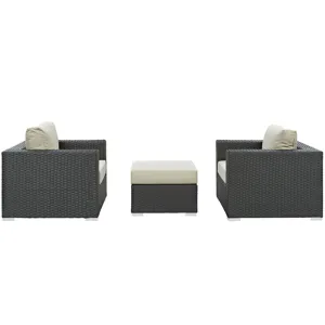 Sojourn 3 Piece Outdoor Patio Sunbrella Sectional Set