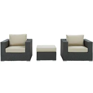 Sojourn 3 Piece Outdoor Patio Sunbrella Sectional Set