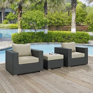 Sojourn 3 Piece Outdoor Patio Sunbrella Sectional Set