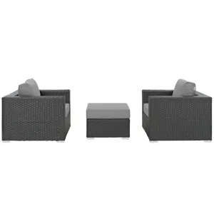 Sojourn 3 Piece Outdoor Patio Sunbrella Sectional Set