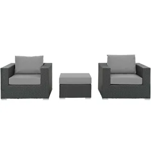 Sojourn 3 Piece Outdoor Patio Sunbrella Sectional Set