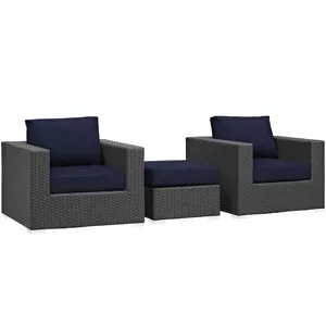 Sojourn 3 Piece Outdoor Patio Sunbrella Sectional Set