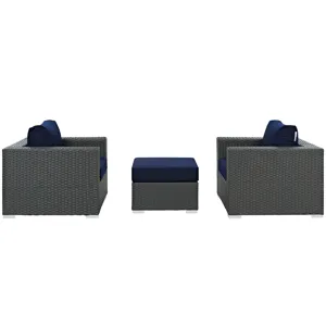 Sojourn 3 Piece Outdoor Patio Sunbrella Sectional Set