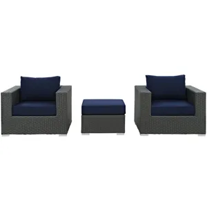 Sojourn 3 Piece Outdoor Patio Sunbrella Sectional Set