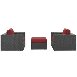 Sojourn 3 Piece Outdoor Patio Sunbrella Sectional Set