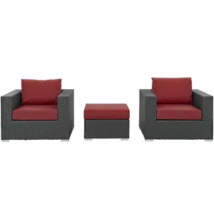 Sojourn 3 Piece Outdoor Patio Sunbrella Sectional Set