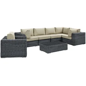Summon 7 Piece Outdoor Patio Sunbrella Sectional Set