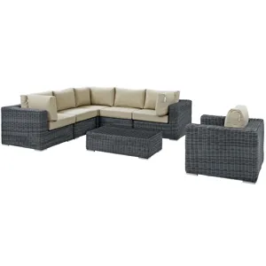 Summon 7 Piece Outdoor Patio Sunbrella Sectional Set