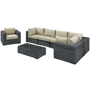 Summon 7 Piece Outdoor Patio Sunbrella Sectional Set