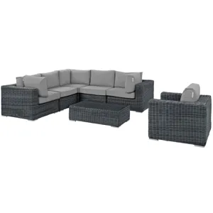Summon 7 Piece Outdoor Patio Sunbrella Sectional Set