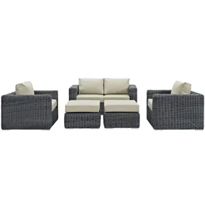 Summon 5 Piece Outdoor Patio Sunbrella Sectional Set