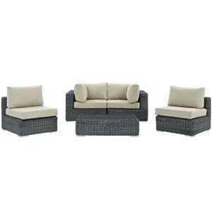 Summon 5 Piece Outdoor Patio Sunbrella Sectional Set