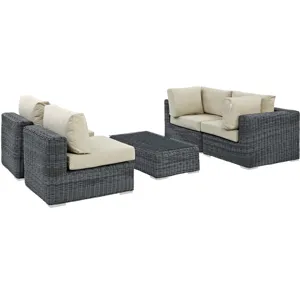 Summon 5 Piece Outdoor Patio Sunbrella Sectional Set