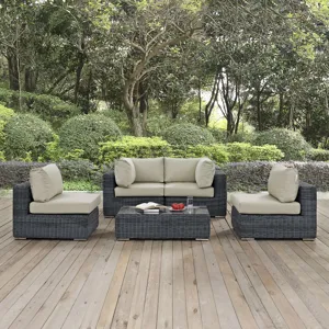 Summon 5 Piece Outdoor Patio Sunbrella Sectional Set