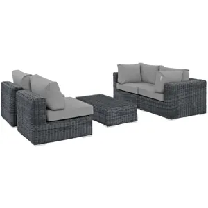 Summon 5 Piece Outdoor Patio Sunbrella Sectional Set