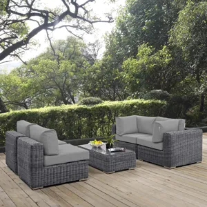 Summon 5 Piece Outdoor Patio Sunbrella Sectional Set