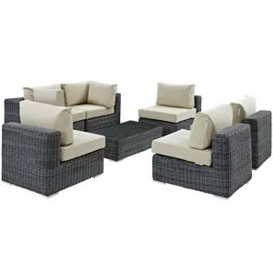 Summon 7 Piece Outdoor Patio Sunbrella Sectional Set
