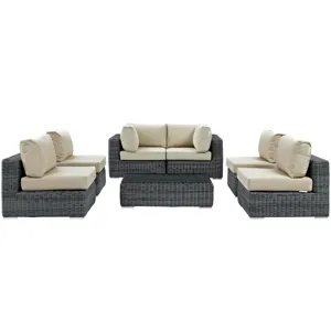 Summon 7 Piece Outdoor Patio Sunbrella Sectional Set