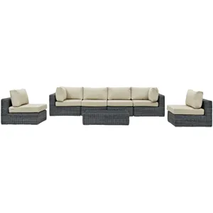 Summon 7 Piece Outdoor Patio Sunbrella Sectional Set