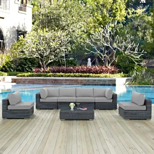 Summon 7 Piece Outdoor Patio Sunbrella Sectional Set