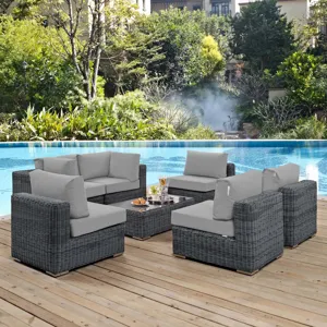 Summon 7 Piece Outdoor Patio Sunbrella Sectional Set