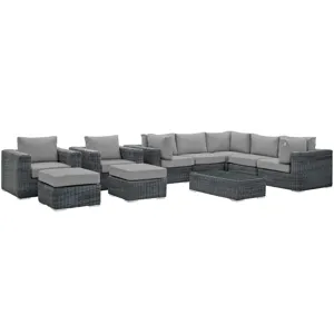 Summon 10 Piece Outdoor Patio Sunbrella Sectional Set