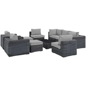 Summon 10 Piece Outdoor Patio Sunbrella Sectional Set