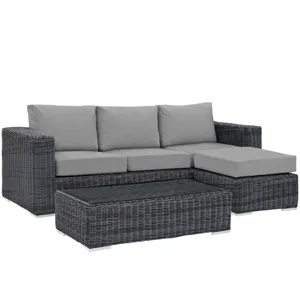 Summon 3 Piece Outdoor Patio Sunbrella Sectional Set