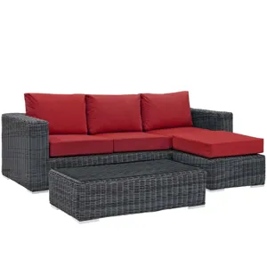 Summon 3 Piece Outdoor Patio Sunbrella Sectional Set