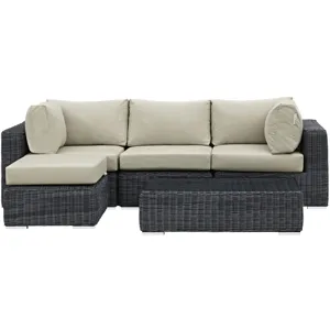 Summon 5 Piece Outdoor Patio Sunbrella Sectional Set