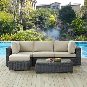 Summon 5 Piece Outdoor Patio Sunbrella Sectional Set