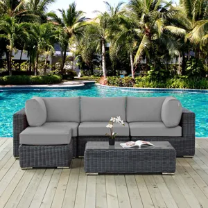 Summon 5 Piece Outdoor Patio Sunbrella Sectional Set