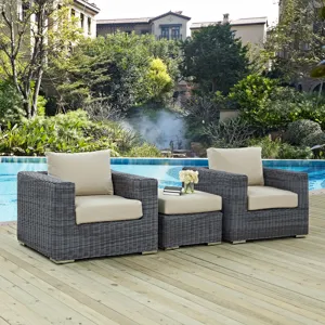Summon 3 Piece Outdoor Patio Sunbrella Sectional Set