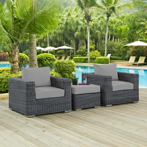 Summon 3 Piece Outdoor Patio Sunbrella Sectional Set