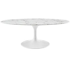 Lippa 48" Oval-Shaped Artificial Marble Coffee Table