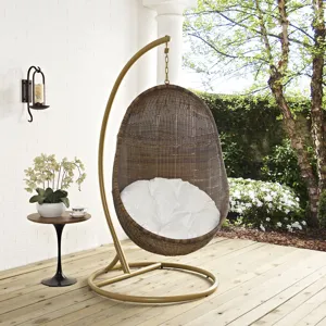 Bean Outdoor Patio Wood Swing Chair With Stand