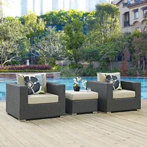 Sojourn 3 Piece Outdoor Patio Sunbrella Sectional Set