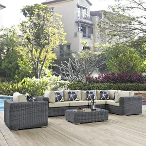 Summon 7 Piece Outdoor Patio Sunbrella Sectional Set