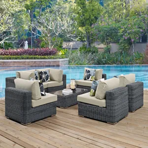 Summon 7 Piece Outdoor Patio Sunbrella Sectional Set