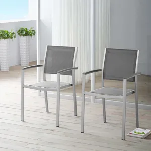 Shore Dining Chair Outdoor Patio Aluminum Set of 2