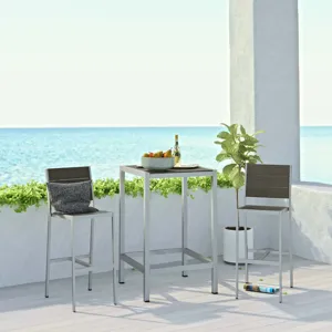 Shore 3 Piece Outdoor Patio Aluminum Outdoor Pub Set