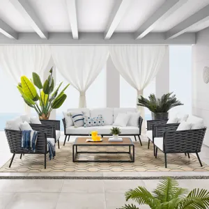 Stance 6 Piece Outdoor Patio Aluminum Sectional Sofa Set