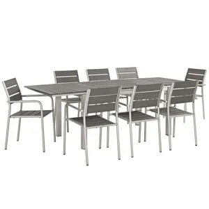 Shore 9 Piece Outdoor Patio Aluminum Outdoor Dining Set