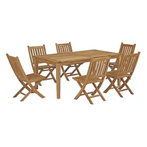 Marina 7 Piece Outdoor Patio Teak Outdoor Dining Set